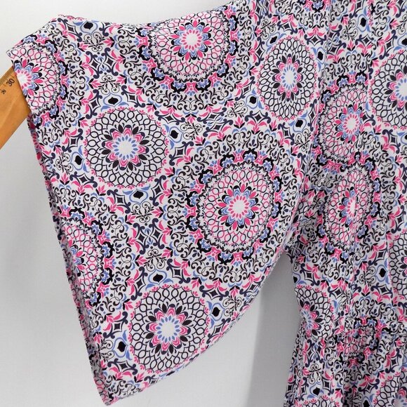 Torrid Medallion Challis Strappy Dress Size 1X Flowy White Pink Blue Black - Picture 3 of 6